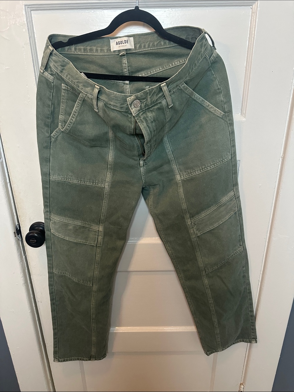 Agolde Olive Green Straight-Leg Carpenter Jeans